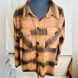 BB Dakota Steven Madden Brown and Pink Plaid Jacket Size XXL